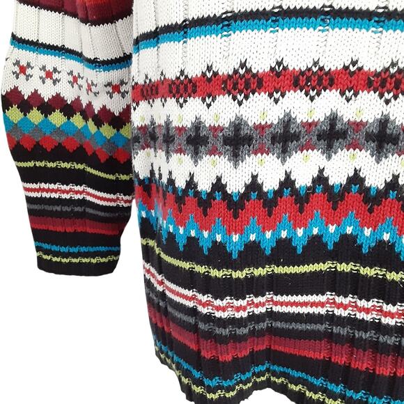 Vintage 1980s Fair Isle Sweater Ribbed Balloon Sleeve Norwegian Multi Womens S - Picture 5 of 11